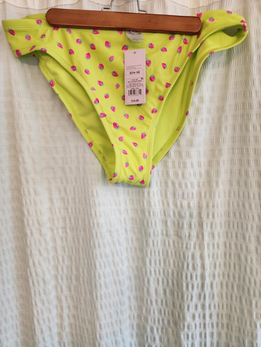 Wild Fable Neon Lime Bikini Bottoms with Pink Strawberry Print - Sz XL - NWT